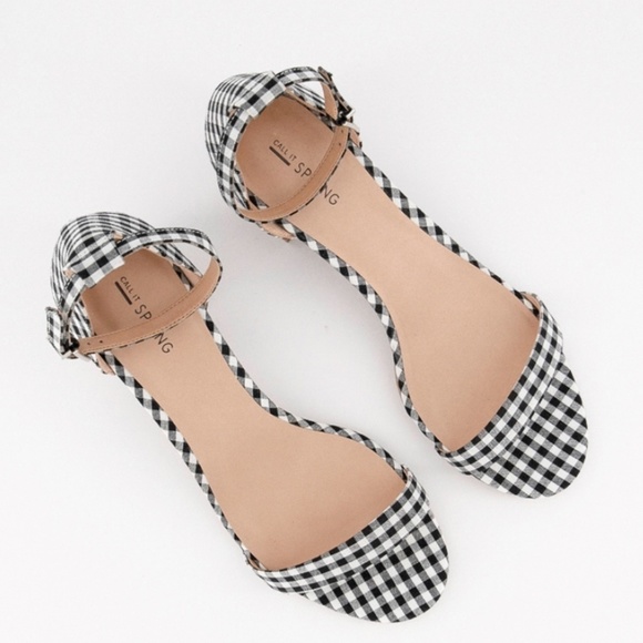 New Women's Plaid Gingham Pattern Open Toe Sandals - Picture 3 of 15